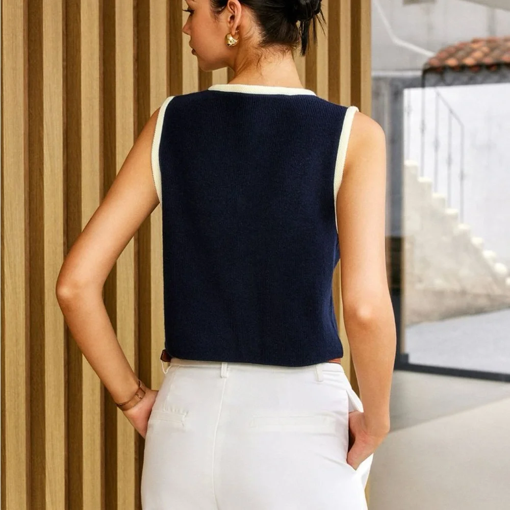 Commense Burgundy and White Tank Top - Picture 2 of 4
